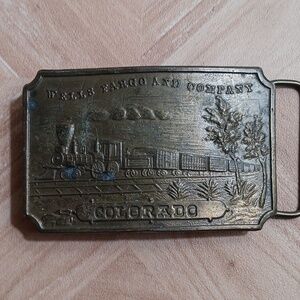 Vintage Collectible Wells Fargo train scene  Tiffany & Co. brass belt buckle